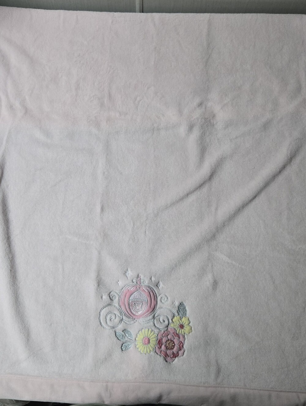 Soft Embroidered Disney Baby Cinderella Carriage Baby Blanket - Pale Pink